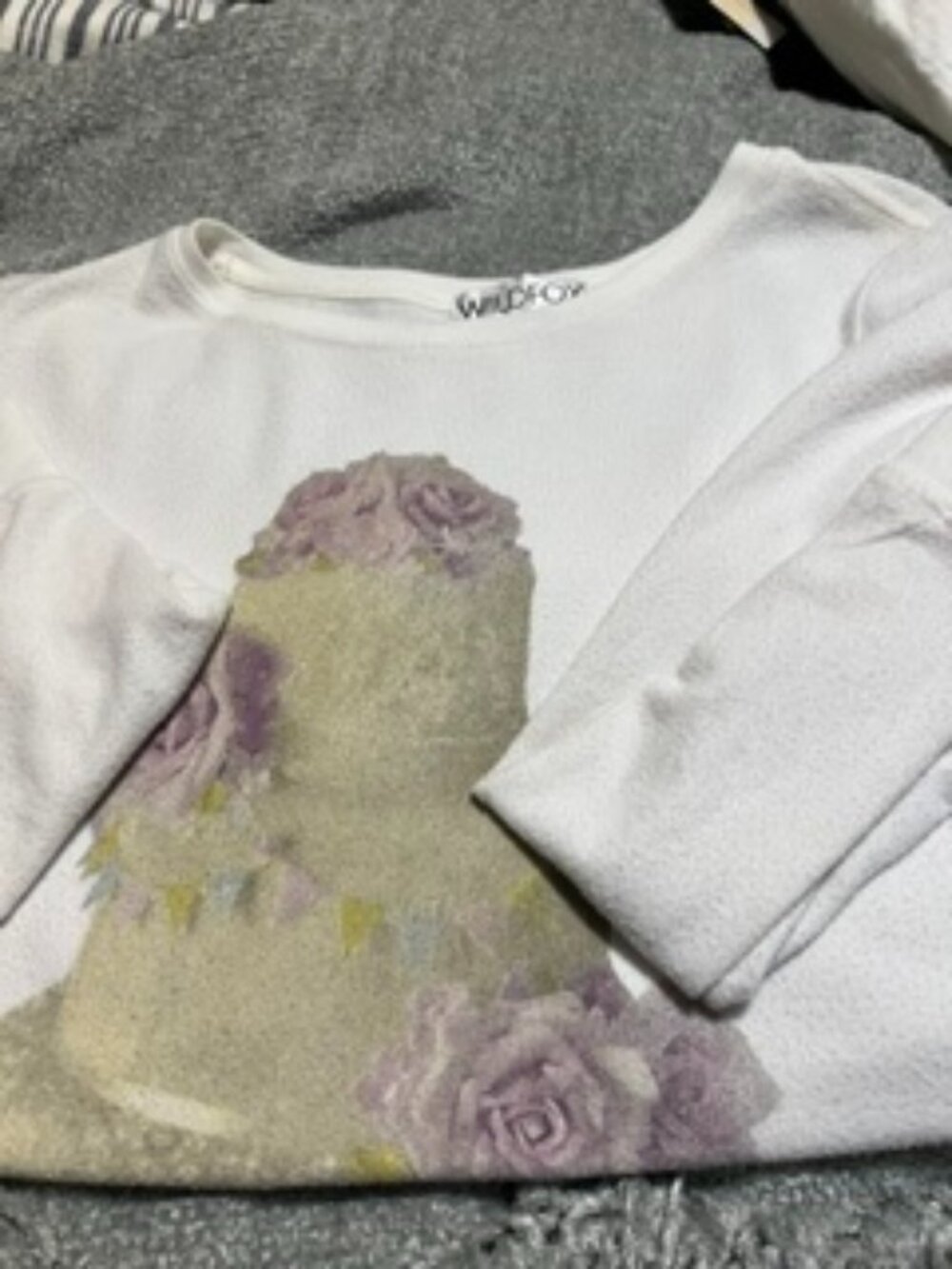 Wildfox White/Green "Breakfast" Long Sleeve Sweatshirt Size Large - Picture 2 of 6